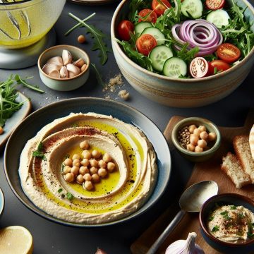 Délice Méditerranéen : Houmous et Salade Fraîche