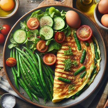 Omelette aux Haricots Verts et Salade Fraîche