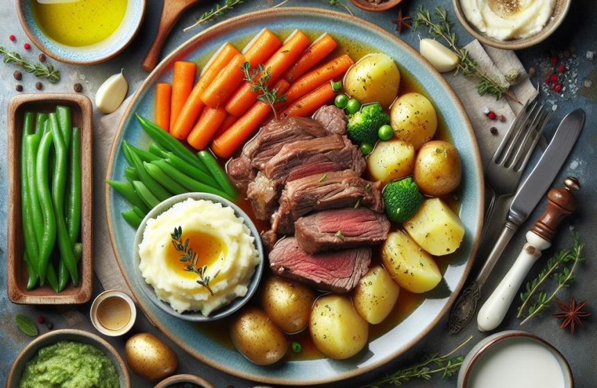 Agneau de 7h avec Purée et Légumes