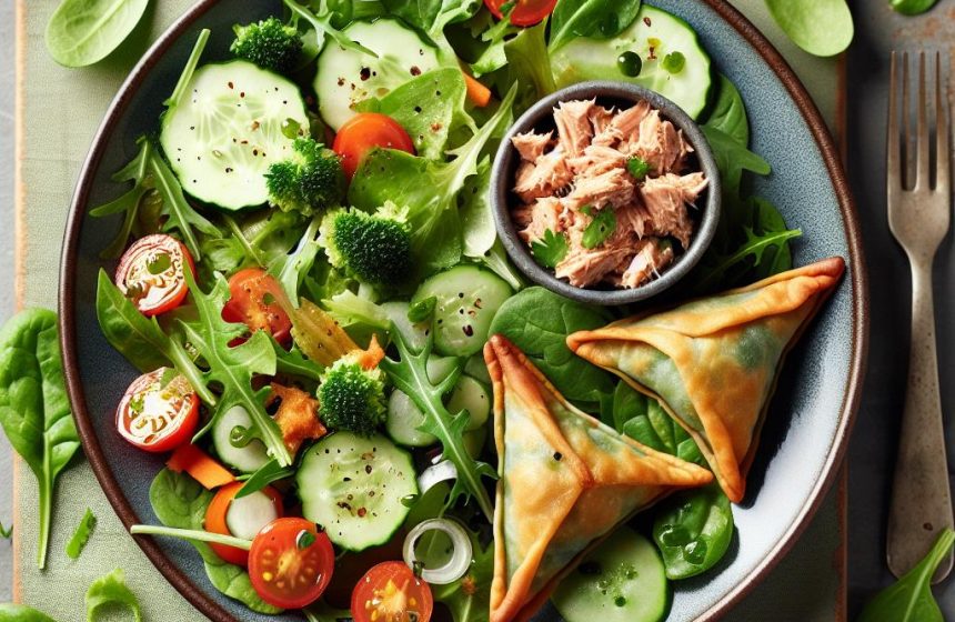 Salade Verte et Samoussas au Thon et Légumes