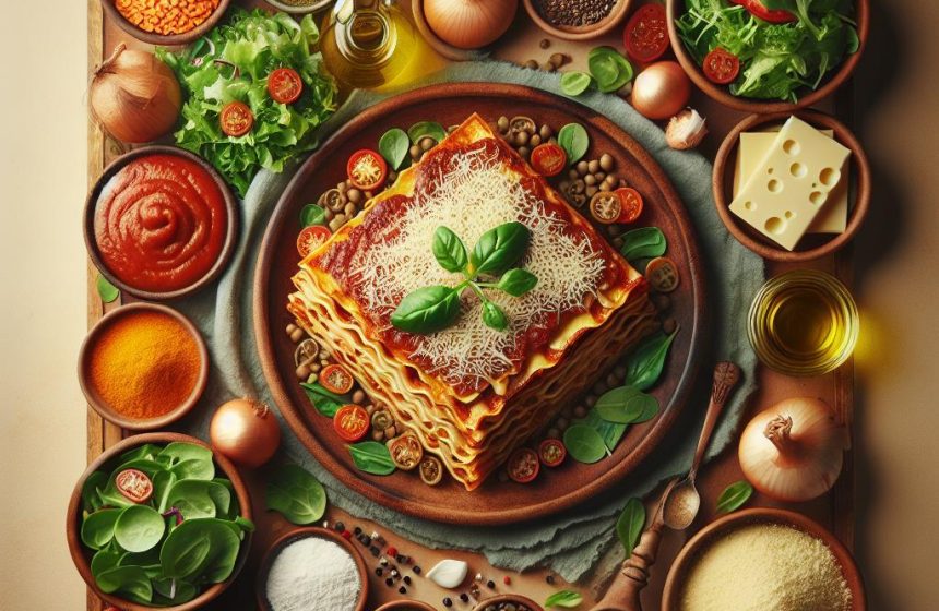 Lasagnes Vegan Gourmandes avec Sauce Tomate et Salade Verte