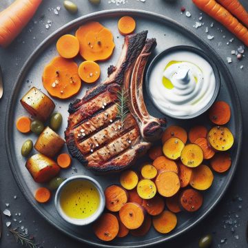 Côte de Porc Grillée aux Carottes et Patate Douce