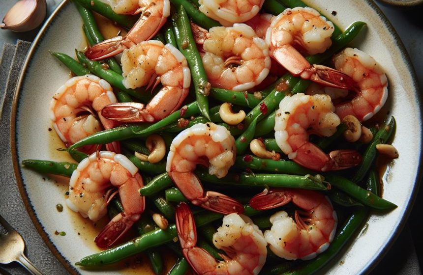 Crevettes Sautées aux Haricots Verts
