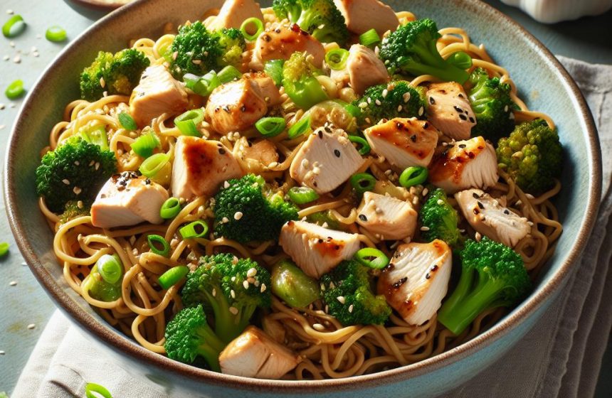 Pâtes Chinoises aux Brocolis et Poulet