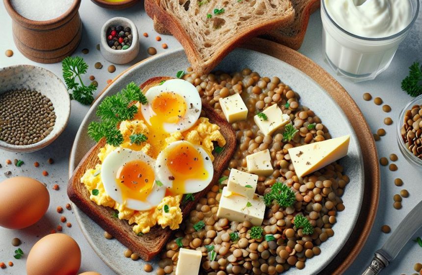 Délice de Lentilles aux Œufs Brouillés et Fromage Crémeux