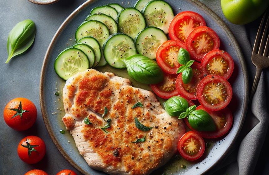 Escalope de Dinde à la Tomate et Concombre Croquant