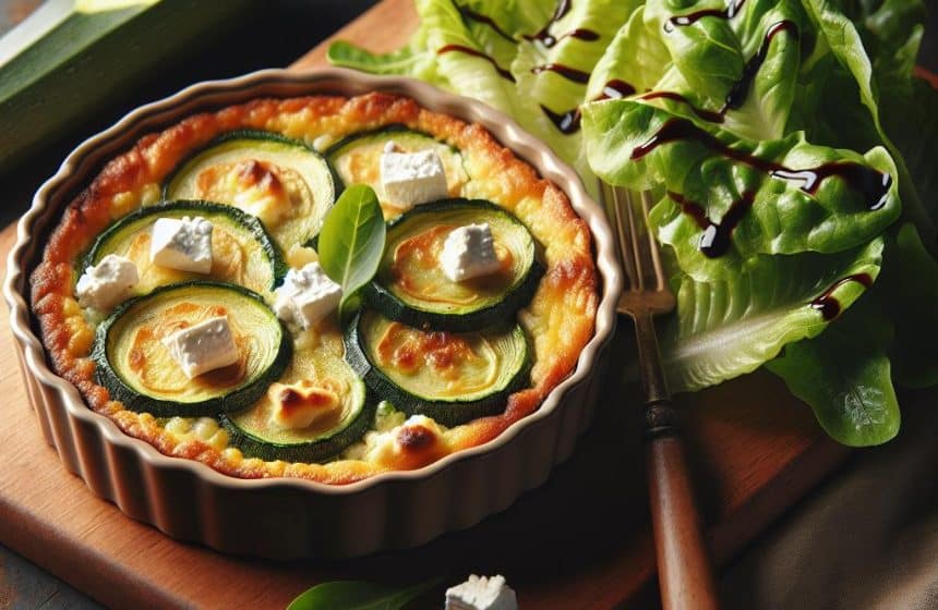 Clafoutis de Courgette au Chèvre et Feuille de Chêne Vinaigrette