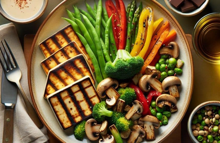 Tofu Grillé et Poêlée de Légumes Colorés