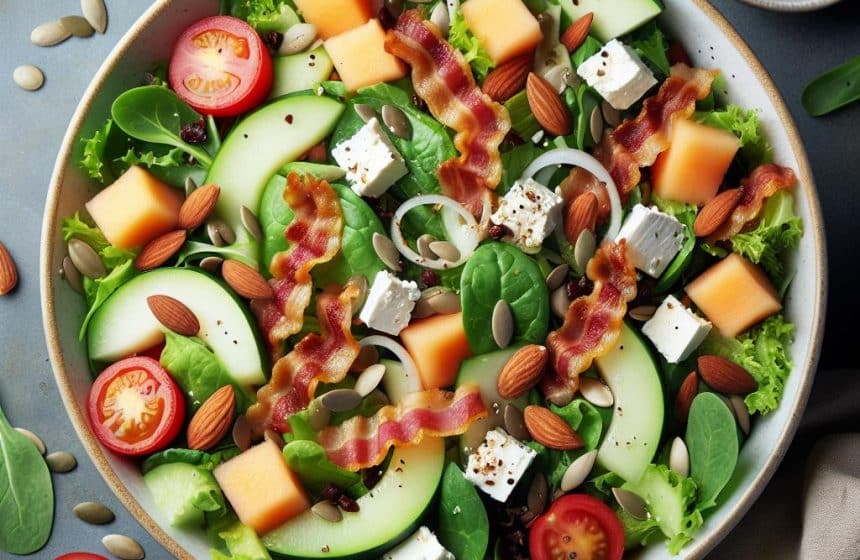 Salade Fraîcheur au Melon, Lardons et Fêta