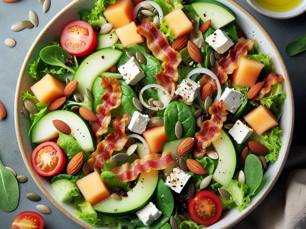 image-245 Salade Fraîcheur au Melon, Lardons et Fêta
