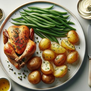 image-248 Poulet Rôti Gourmand avec Pommes de Terre Rissolées et Haricots Verts