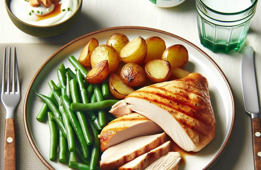 Délice de Poulet Rôti aux Haricots Verts et Pommes de Terre Rissolées