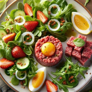Steak Tartare Gourmand et Salade Fraîche aux Fraises