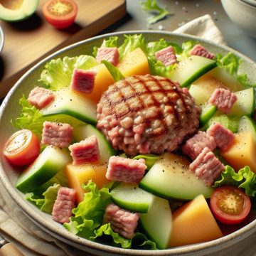 Salade Gourmande au Steak Haché de Jambon et Melon