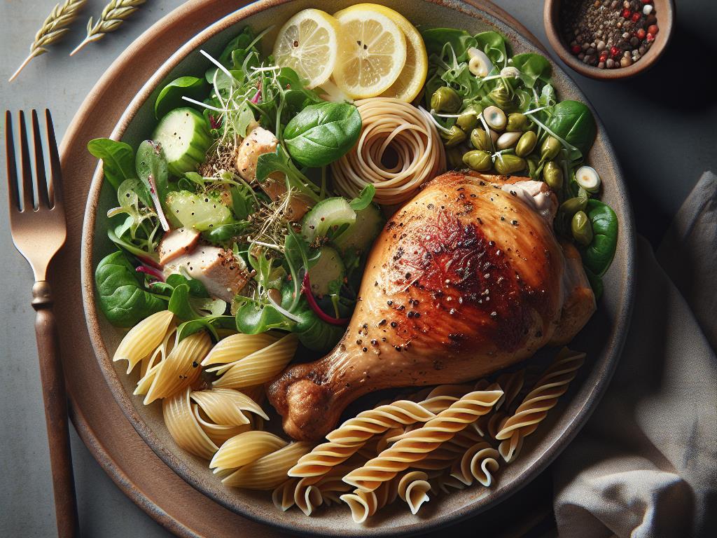 image-30 Cuisse de Poulet Rôtie avec Pâtes et Salade Verte