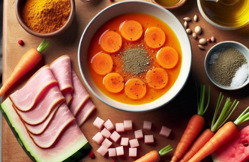 Soupe de Carottes au Curry avec Jambon et Pastèque