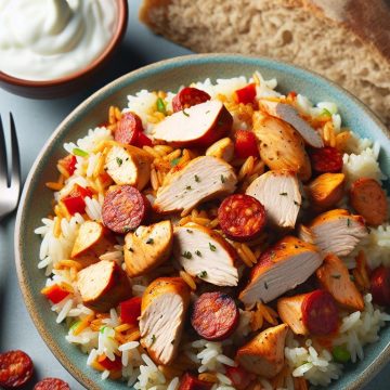 image-43 Riz au Poulet et Chorizo avec Pain Complet et Yaourt à la Vanille