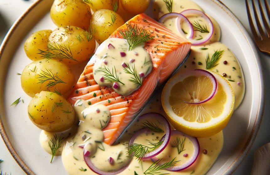 Saumon à l’Aneth avec Pommes de Terre et Sauce Crémeuse