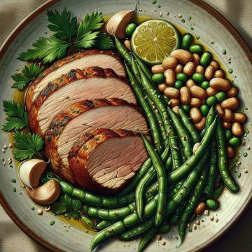 image-47 Tranches de viande avec haricots verts et jaunes