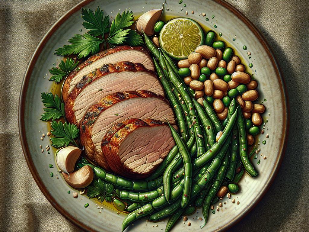 image-47 Tranches de viande avec haricots verts et jaunes