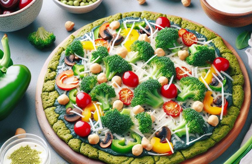 Pizza Verte à la Brocoli et Pois Chiche