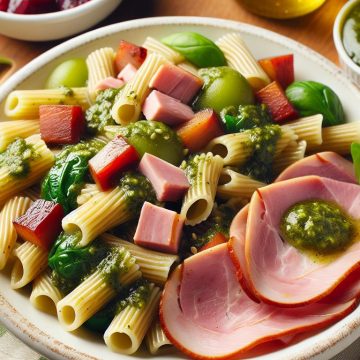 Pâtes au Pesto et Jambon avec Compote de Fruits
