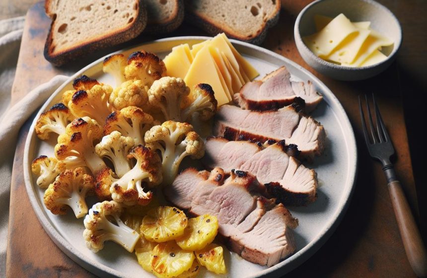 Chou-Fleur Rôti au Porc et Pain Complet au Fromage