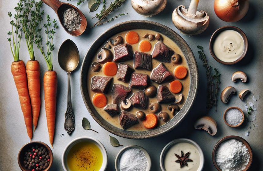 Ragoût de Bœuf aux Carottes et Champignons dans une Sauce Crémeuse