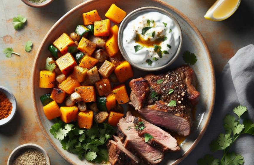 Butternut Rôti à l’Épaule d’Agneau et Yaourt Nature