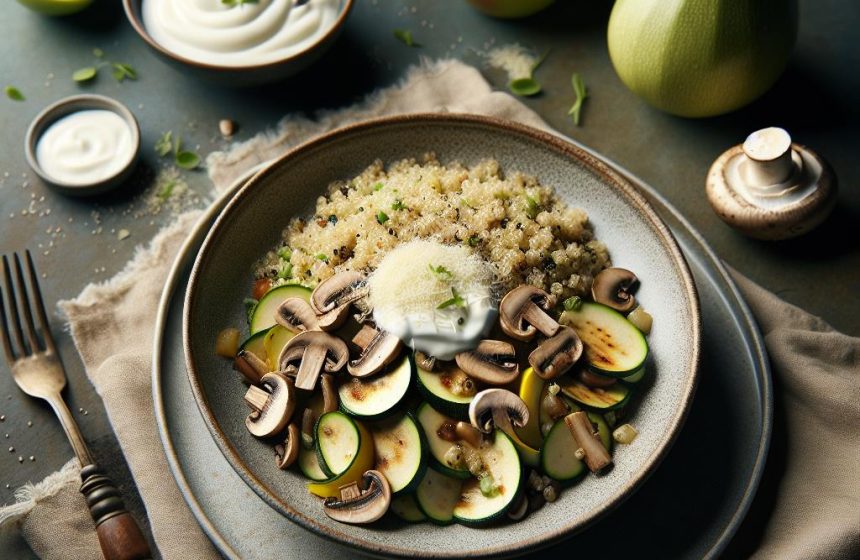 Quinoa Gourmand aux Courgettes, Champignons et Parmesan