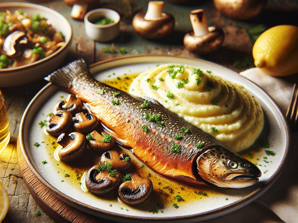 image-72 Truite Grillée à la Poêle avec Purée de Pommes de Terre et Champignons