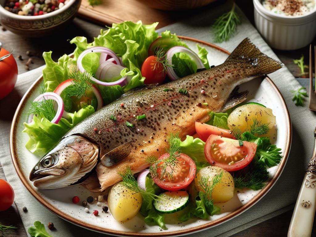 image-82 Truite Rôtie Accompagnée de Salade Fraîche et Fromage