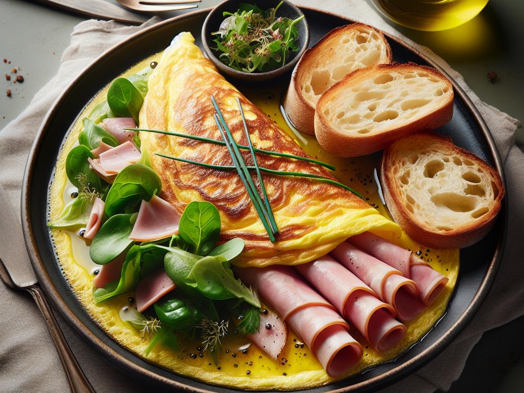 image-84 Omelette Gourmande au Jambon et Pain Croustillant