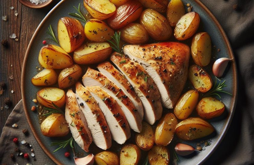 Poulet Rôti et Pommes Noisettes