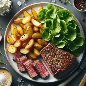 image-86 Pavé de Bœuf avec Pommes de Terre Rissolées et Mâche