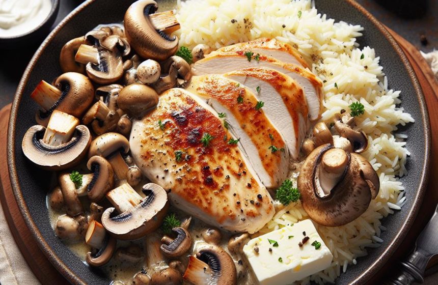 Escalope de Dinde Crémeuse aux Champignons et Riz Parfumé