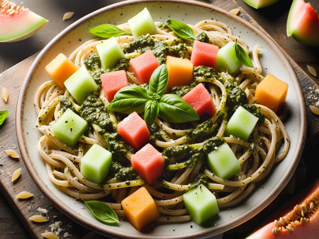 image-89 Pâtes Complètes au Pesto avec Morceaux de Melon