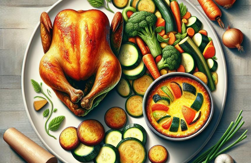 Poulet Rôti et Flan de Légumes Savoureux
