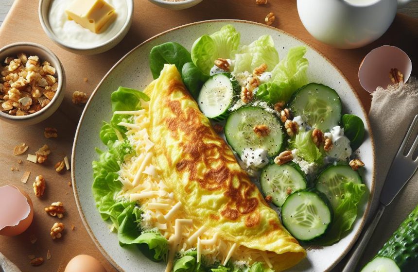 Omelette Gourmande et Salade Verte Crémeuse