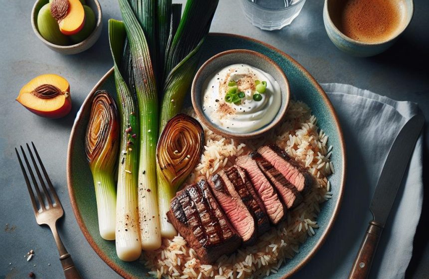 Délice Équilibré de Riz et Steak aux Poireaux