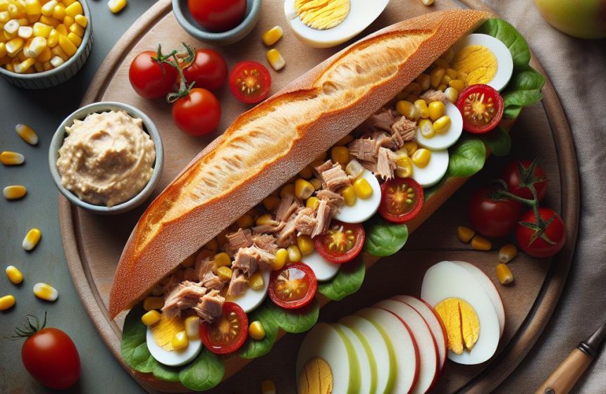 Délice de Thon et Mâche sur Baguette Croustillante