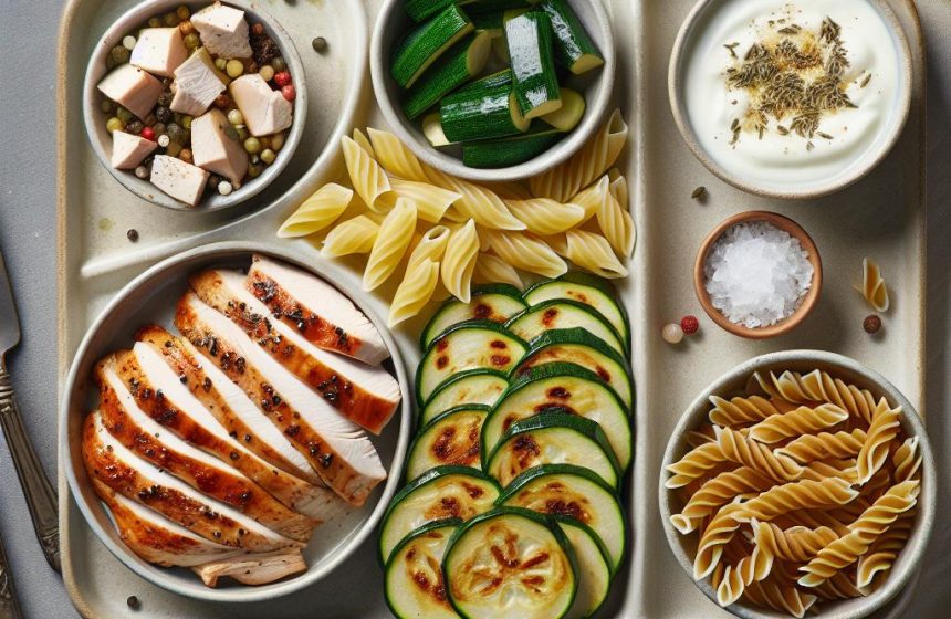 Délice de Poulet Rôti aux Courgettes et Pâtes