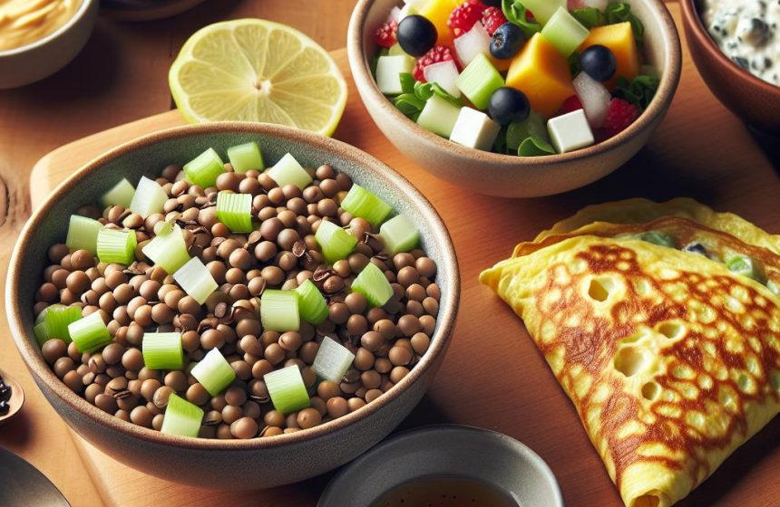 Délice Équilibré de Salade de Lentilles et Omelette au Fromage