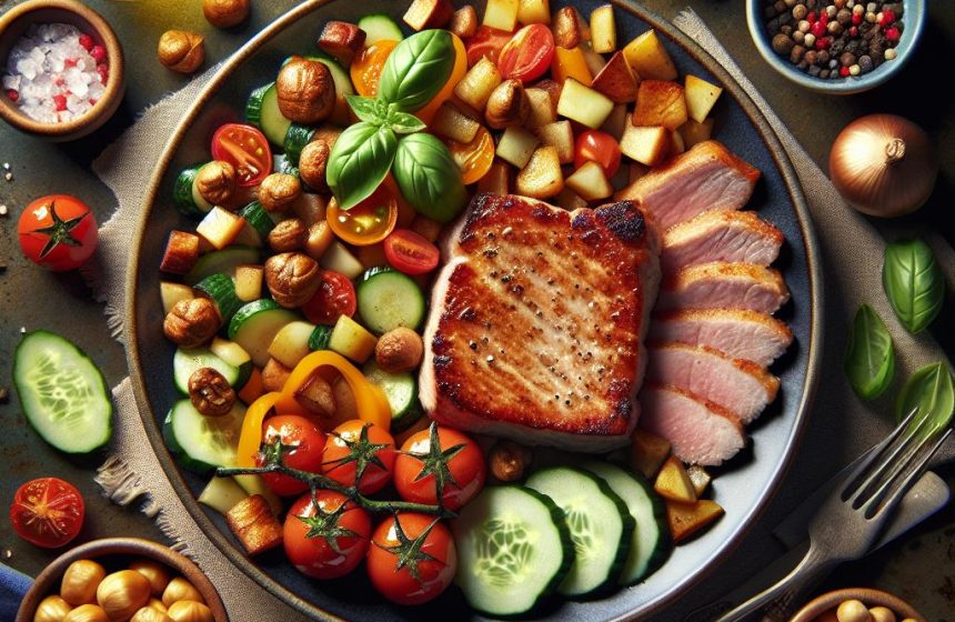 Escalope de Porc aux Légumes Croquants et Marrons