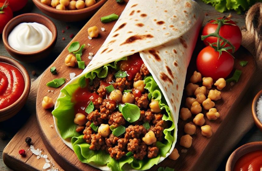 Wrap Gourmand à la Viande Hachée et Pois Chiches