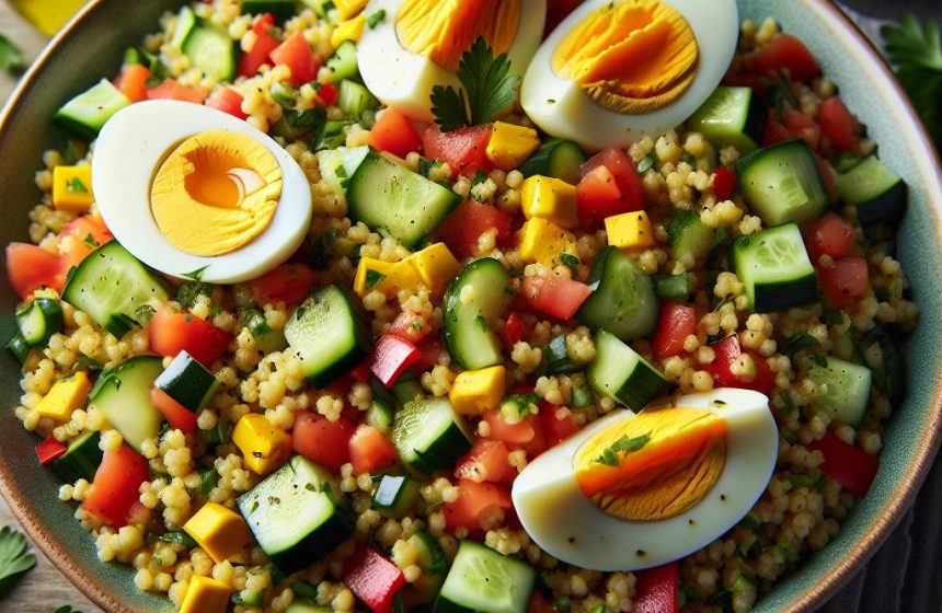 Salade de Boulghour aux Œufs Durs et Légumes Croquants