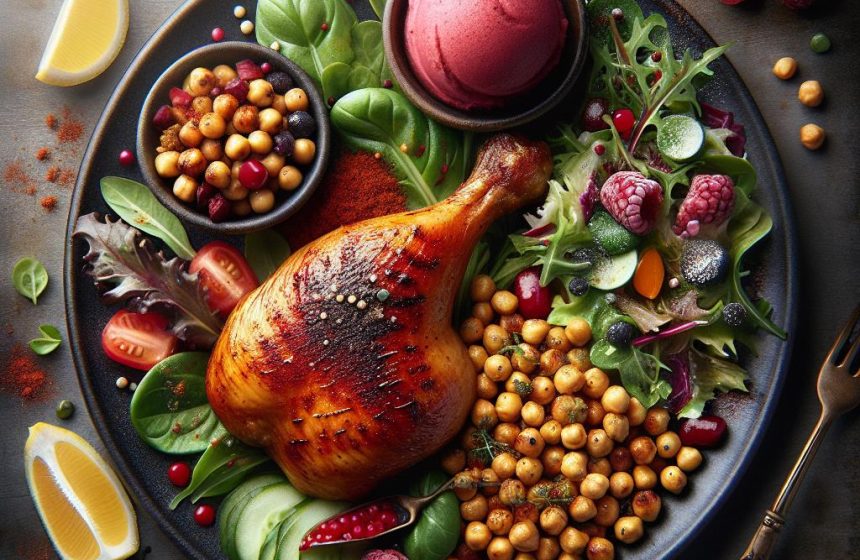 Délice de Poulet Rôti au Paprika et Pois Chiches Croquants