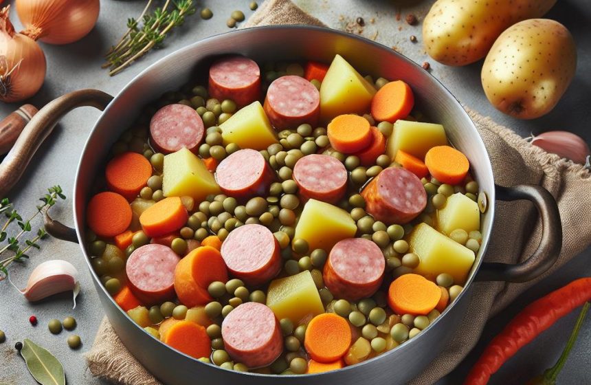 Lentilles Savoureuses aux Saucisses, Pommes de Terre et Carottes
