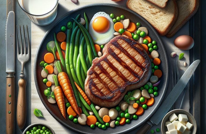 Escalope de Veau Poêlée Jardinière avec Œuf au Lait et Pain