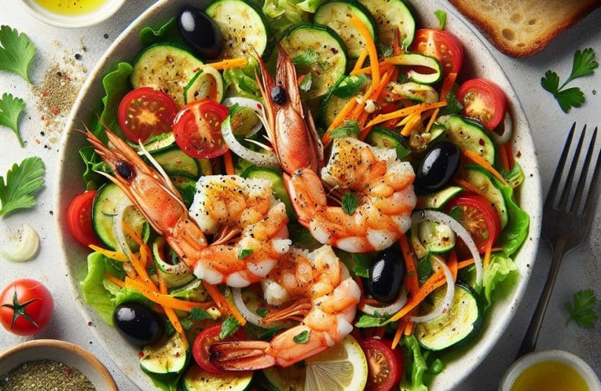 Salade Gourmande aux Crevettes Grillées